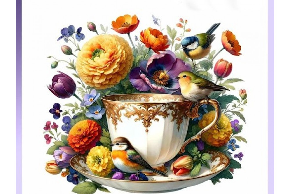 Lineart Ütü İle Rubon Transfer Baskı Yazılı Çiçek 20*20 BSK3