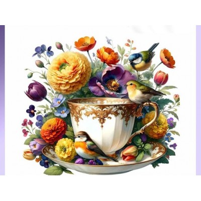 Lineart Ütü İle Rubon Transfer Baskı Yazılı Çiçek 20*20 BSK3