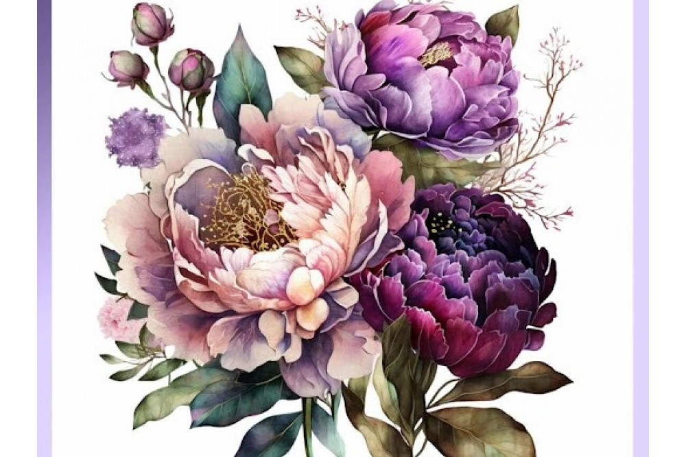 Lineart Ütü İle Rubon Transfer Baskı Şakayık  20*20 BSK4