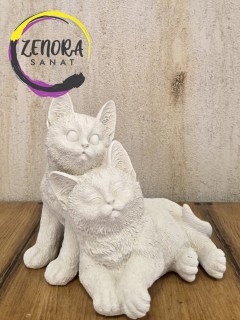 İkili Kedi Ham Polyester Obje 