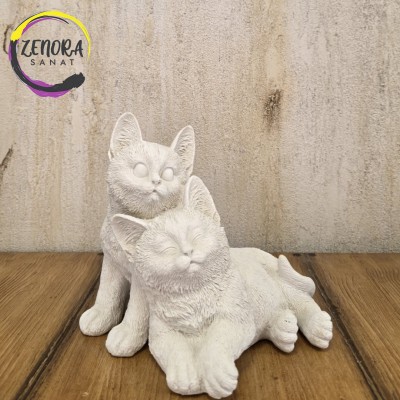 İkili Kedi Ham Polyester Obje İkili Kedi Ham Polyester Obje