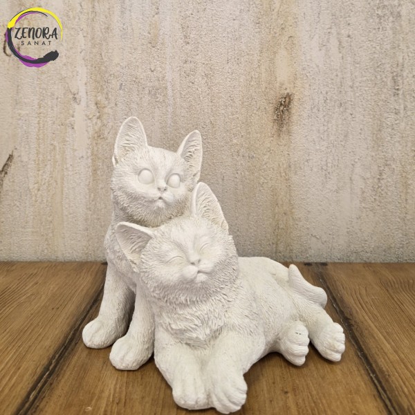 İkili Kedi Ham Polyester Obje İkili Kedi Ham Polyester Obje