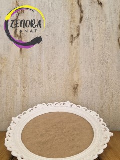 Oval Kenarları Polyester Oymalı Ahşap Tepsi