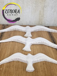 3'lü Kuş Ham Polyester Obje 