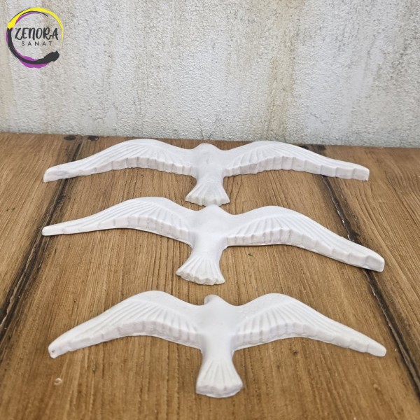 3'lü Kuş Ham Polyester Obje 