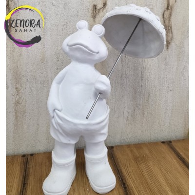 Şemsiyeli Kurbağa Ham Polyester Obje Şemsiyeli Kurbağa Ham Polyester Obje
