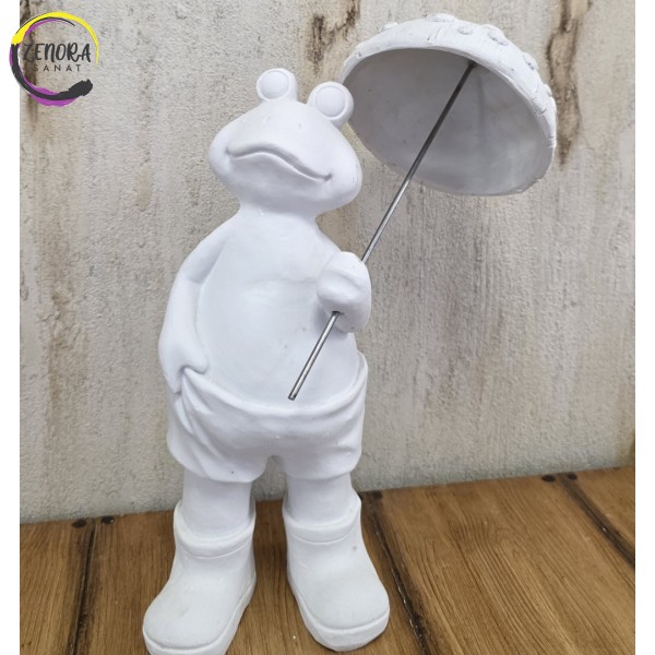 Şemsiyeli Kurbağa Ham Polyester Obje 