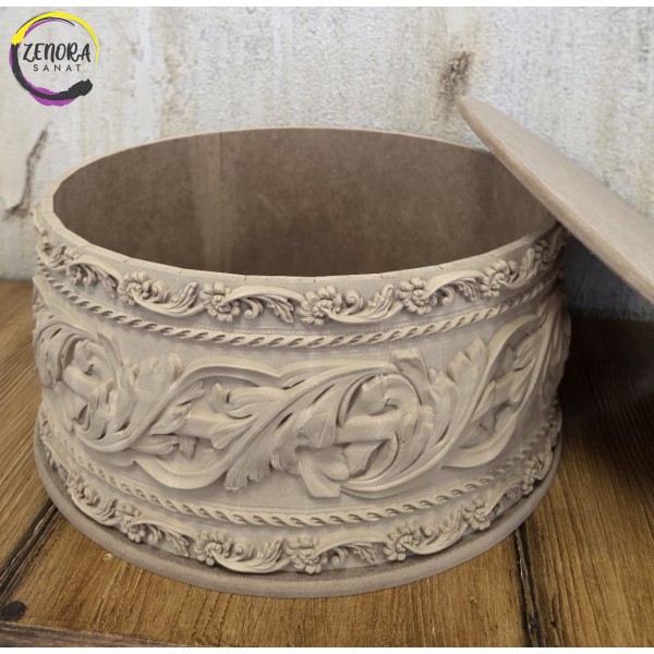 Yuvarlak Oymalı Ham Ahşap Kutu Yuvarlak Oymalı Ham Ahşap Kutu
