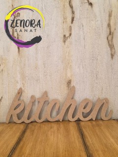 Kitchen Yazılı Ham Ahşap Pano Kitchen Yazılı Ham Ahşap Pano