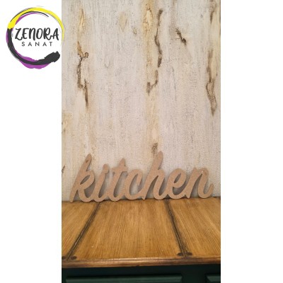 Kitchen Yazılı Ham Ahşap Pano Kitchen Yazılı Ham Ahşap Pano