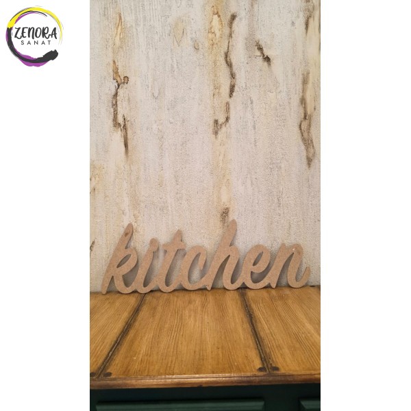 Kitchen Yazılı Ham Ahşap Pano Kitchen Yazılı Ham Ahşap Pano
