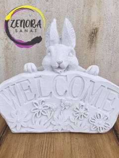 Welcome Tavşan Ham Polyester Obje