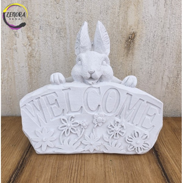 Welcome Tavşan Ham Polyester Obje