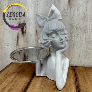 Tabak Tutan Kız Polyester Obje Tabak Tutan Kız Polyester Obje
