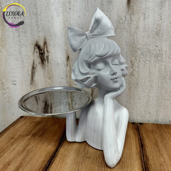 Tabak Tutan Kız Polyester Obje Tabak Tutan Kız Polyester Obje