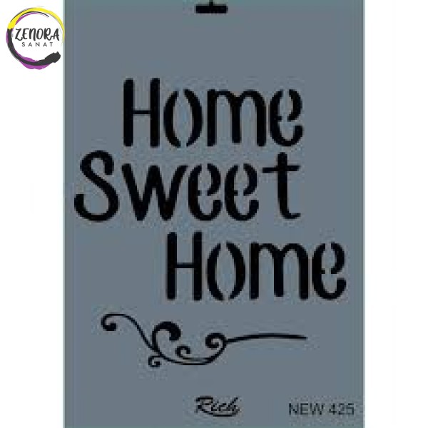 Stencil Home Sweet Home Yazısı New425 25*35