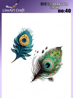 Lineart Ütü İle Rubon Transfer Baskı Tavus Kuşu Tüyü 20*20 NO40