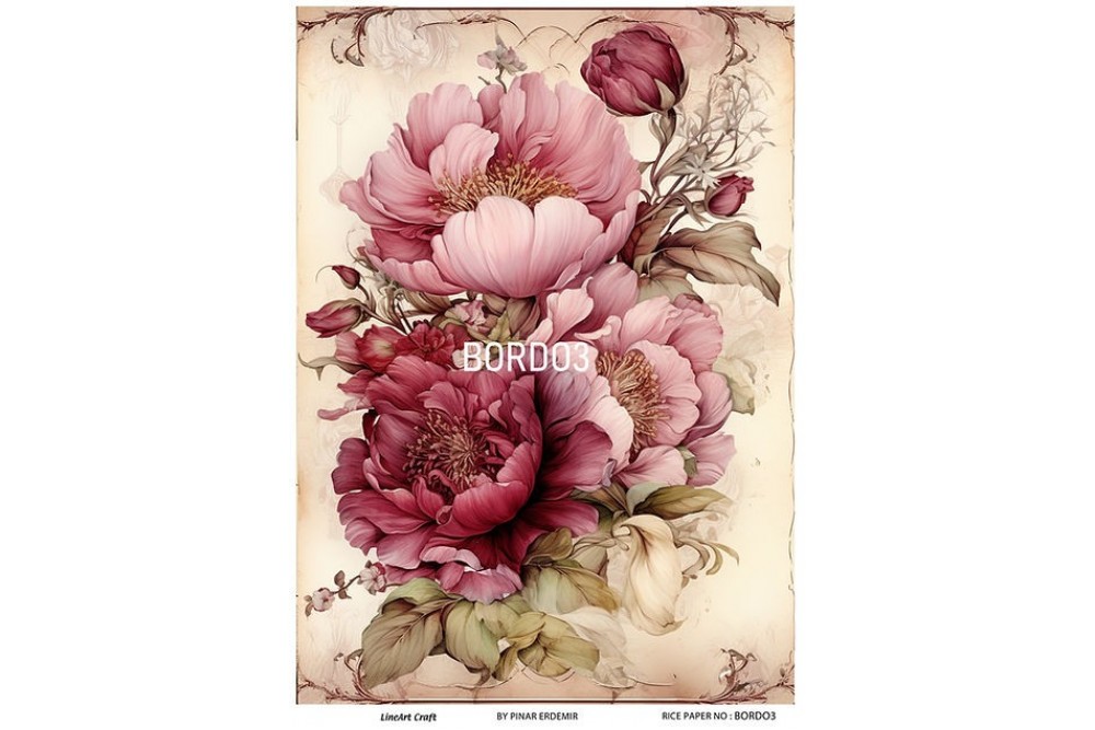 Lineart Pirinç Dekopaj Kağıdı 29*42 Şakayık BORDO3