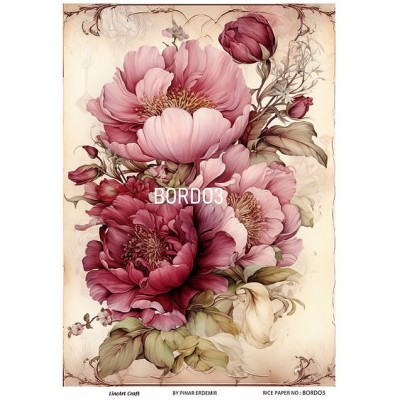 Lineart Pirinç Dekopaj Kağıdı 29*42 Şakayık BORDO3