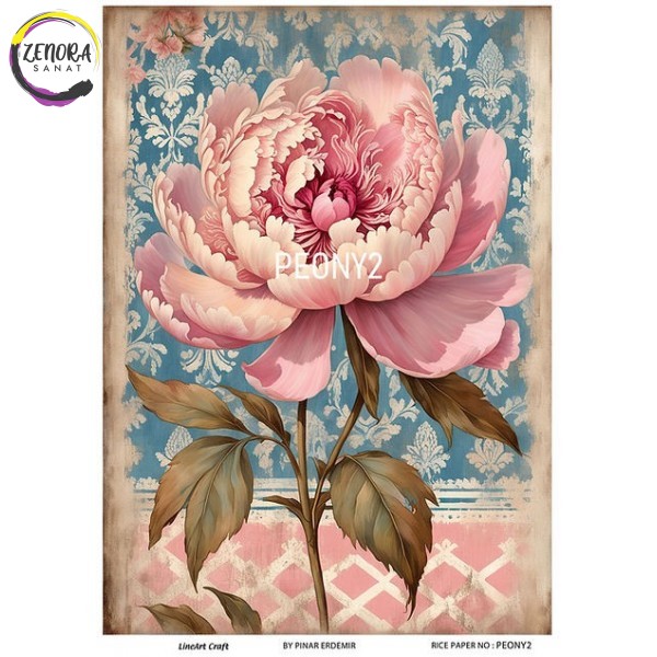 Lineart Pirinç Dekopaj Kağıdı 29*42 Şakayık PEONY2