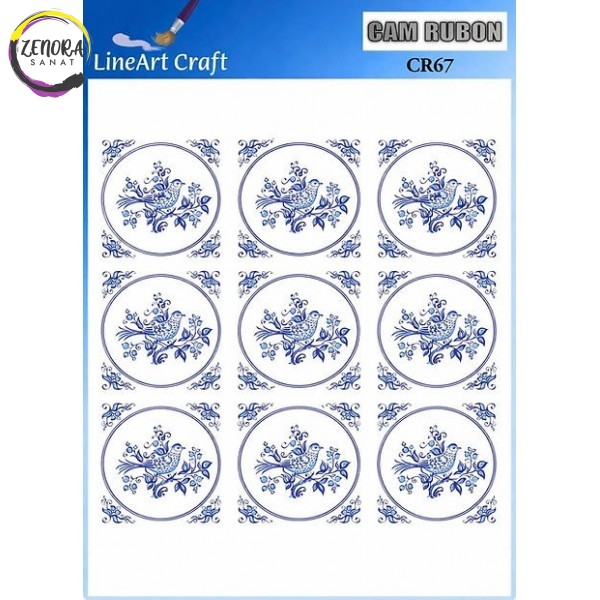 Lineart Cam Rub On Transfer 20*20 Kuşlu Desen CR67 Lineart Cam Rub On Transfer 20*20 Kuşlu Desen CR67