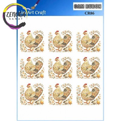Lineart Cam Rub On Transfer 20*20 Tavuk Desen CR86 Lineart Cam Rub On Transfer 20*20 Tavuk Desen CR86