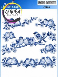 Lineart Cam Rub On Transfer 20*20 Kuşlu Desen CR66 Lineart Cam Rub On Transfer 20*20 Kuşlu Desen CR66