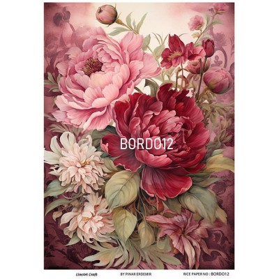 Lineart Pirinç Dekopaj 29*42 Şakayık BORDO12