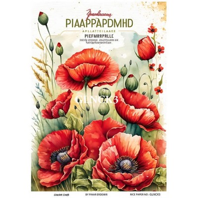 Lineart Pirinç Dekopaj Kağıdı 29*42 Gelincik GLNCK3