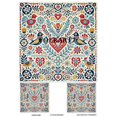 Lineart Pirinç Dekopaj 29*42 Karma Desen FOLKART7