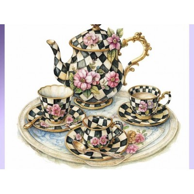 Lineart Ütü İle Rubon Transfer Baskı Çay Takımı 20*20 BSK2