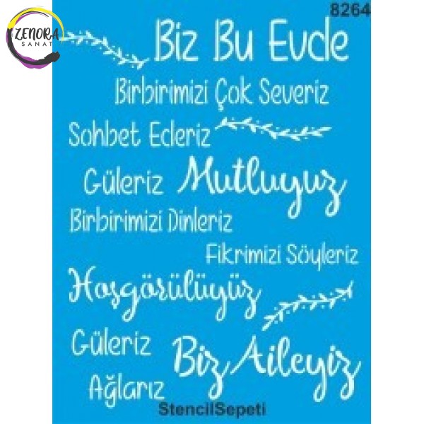 Stencil Bizim Ev Desen 8264 40*30 Stencil Bizim Ev Desen 8264 40*30