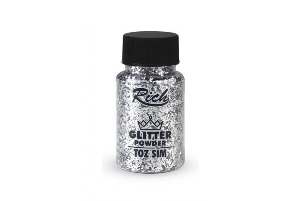Rich Glitter Powder 50 cc Toz Sim Maxi Gümüş 4596 Rich Glitter Powder 50 cc Toz Sim Maxi Gümüş 4596