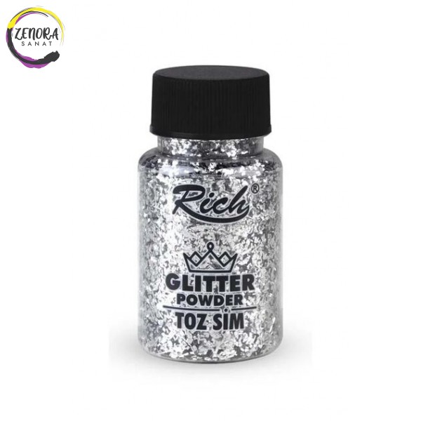 Rich Glitter Powder 50 cc Toz Sim  Maxi Gümüş 4596