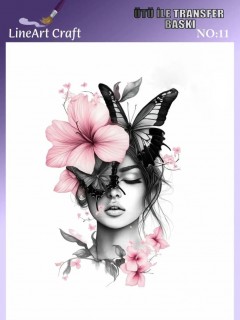Lineart Ütü İle Rubon Transfer Baskı Kadın 20*20 NO11