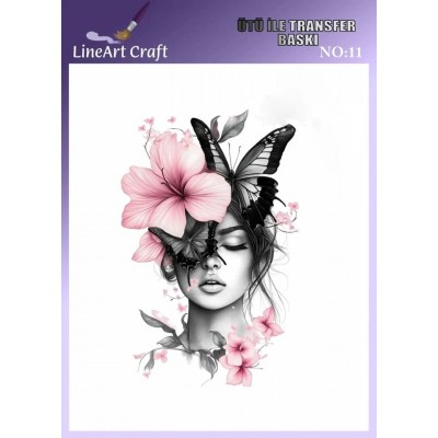 Lineart Ütü İle Rubon Transfer Baskı Kadın 20*20 NO11