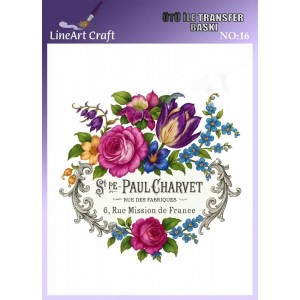 Lineart Ütü İle Rubon Transfer Baskı Yazılı Çiçek 20*20 NO16 Lineart Ütü İle Rubon Transfer Baskı Yazılı Çiçek 20*20 NO16