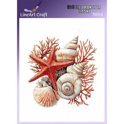 Lineart Ütü İle Rubon Transfer Baskı Deniz Yıldızı 20*20 NO1
