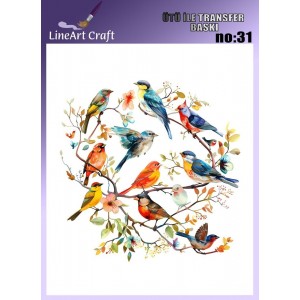 Lineart Ütü İle Rubon Transfer Baskı Kuş 20*20 NO31 Lineart Ütü İle Rubon Transfer Baskı Kuş 20*20 NO31