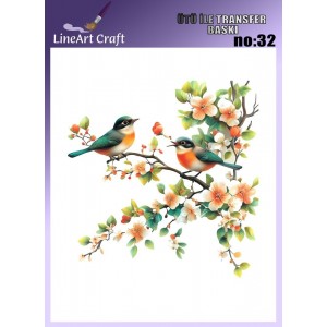 Lineart Ütü İle Rubon Transfer Baskı Kuş 20*20 NO32 Lineart Ütü İle Rubon Transfer Baskı Kuş 20*20 NO32