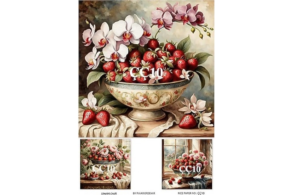 Lineart Pirinç Dekopaj 29*42 Çilek ÇÇ10 Lineart Pirinç Dekopaj 29*42 Çilek ÇÇ10