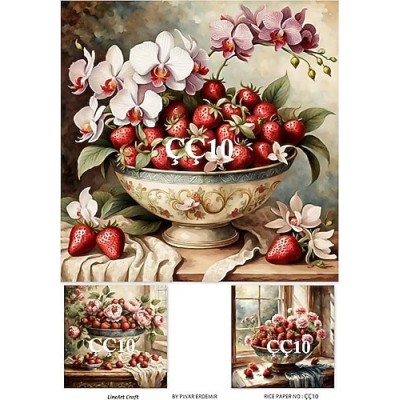 Lineart Pirinç Dekopaj 29*42 Çilek ÇÇ10