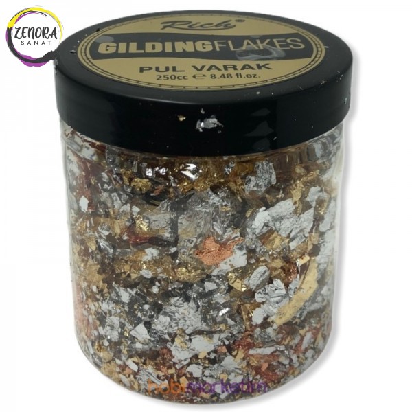 Rich Gilding Flakes 250 cc Pul Varak Mix 0172 Rich Gilding Flakes 250 cc Pul Varak Mix 0172
